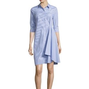 Theory Diaz striped ruffled shirt dress